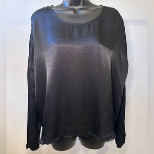 Raquel Allegra Satin Blouse with Raw Hem